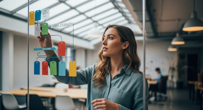 Professional analyzing user journey map