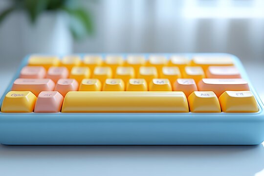 Close-up of pastel-colored keyboard on a desk colorful computer