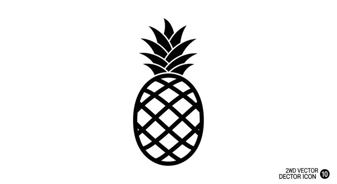 Simple black and white pineapple icon, vector illustration