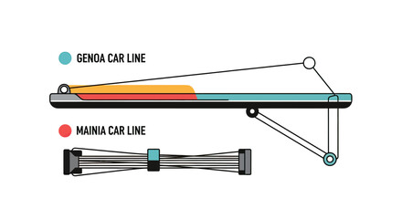 Fototapeta premium Nautical hardware technical schematic for sailboat line control.