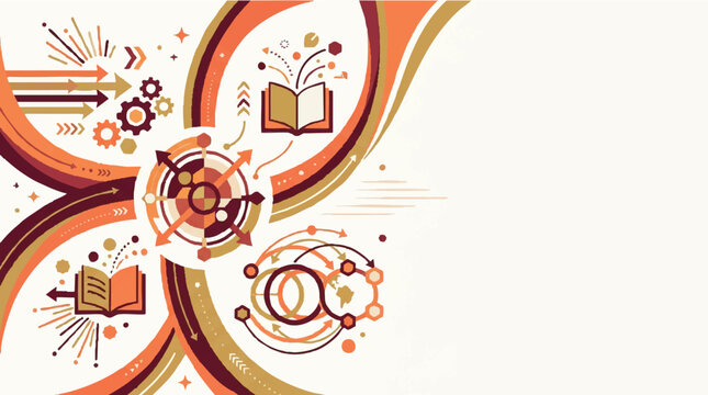 Abstract education background with icons of books and learning concepts