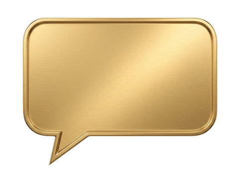 3d render of a golden speech bubble isolated on transparent background