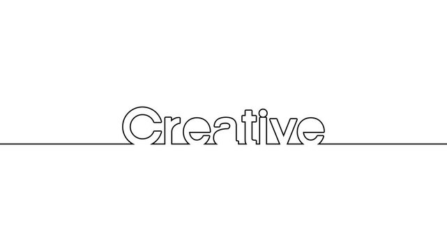 creative animated single one line art handwriting of words text, continuous writing creative line art on black white green background 4k video