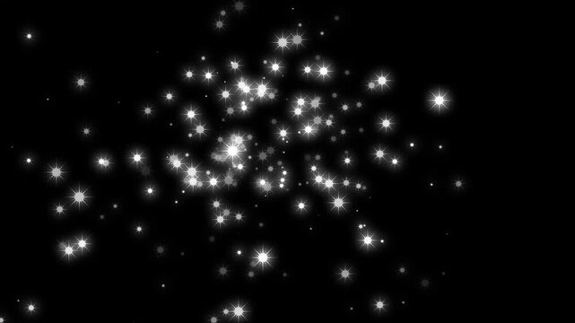 Fantasy magic glitter swirl star trail animation, glowing fairy dust wand with sparkling white stars, twinkling shimmer particle animation, smooth bokeh light transition on black screen, 4K
