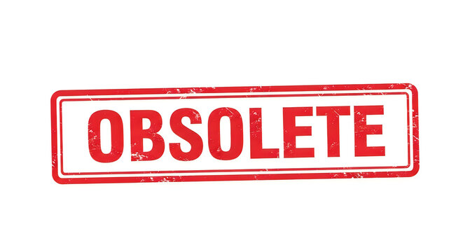 A red rectangular stamp with the word obsolete printed in bold white capital letters, conveying outdated or no longer in use concepts