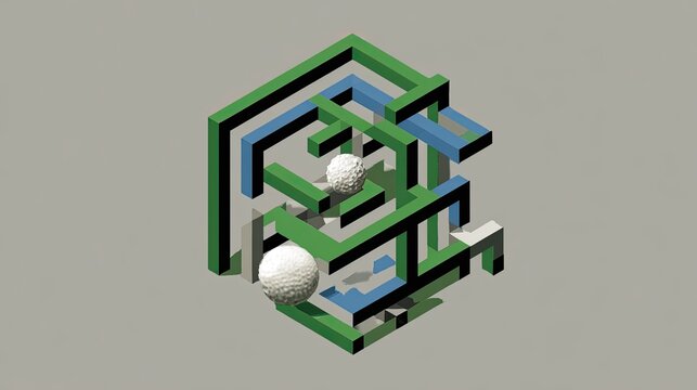 Three dimensional impossible structure presents pathways for two textured spheres