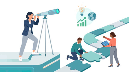 Fototapeta premium Visionary Executive Businessman Using Advanced Digital Technology Interface for Global Corporate Strategy