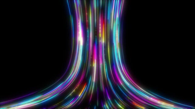 Colorful Neon Speed Lines and Glowing Light Streaks Cascading Downward Seamless Loop 4K Motion Background