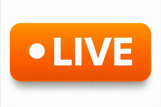 Orange live stream button with play circle icon