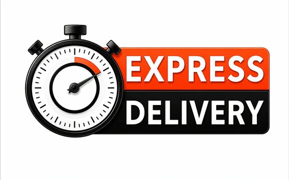 Stopwatch icon with express delivery banner