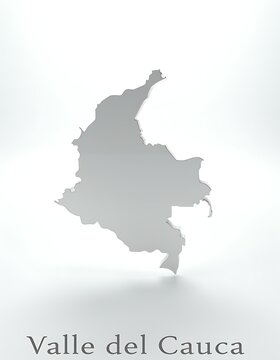 Silhouette of Valle del Cauca Region Map with Fog.