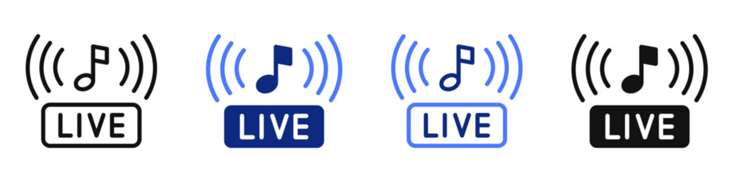 Vector icon or logo of live music broadcasting related to radio, podcasting, music streaming service. Symbol for website or app UI, logo design, illustration