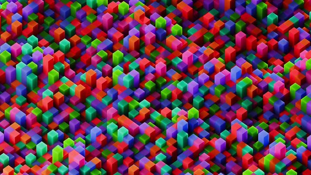 Abstract colorful geometric pattern with multicolored cubes creating vibrant 3d texture background