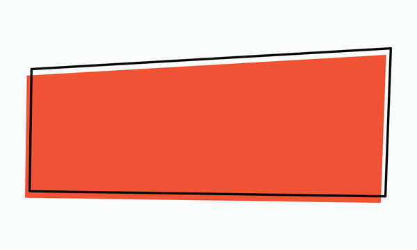 Blank orange banner with black outline and subtle shadow for text or design element placement abstract background shape simple modern graphic vector.