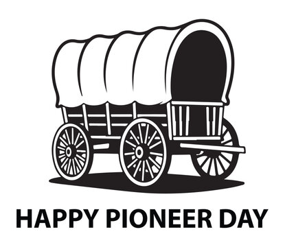 Covered wagon illustration celebrates the spirit of an annual Pioneer Day event.