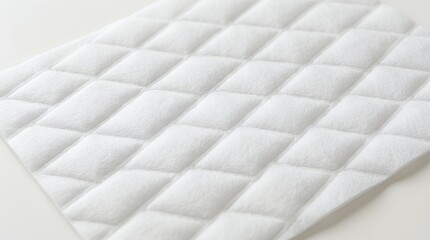 Obraz premium Soft white embossed nonwoven textile with quilted diamond or geometric pattern Smooth pale fabric surface exhibiting a raised decorative motif suitable for product packaging or interior accents 