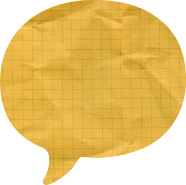 Yellow Crumpled Graph Paper Speech Bubble for Creative Communication Ideas and Textured Message Design