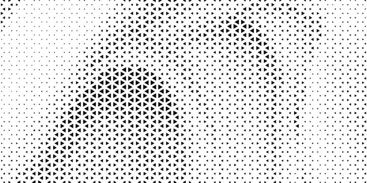 Triangle Shapes Vector Abstract Geometric Technology Background. Radial Composition Halftone Frame Triangular Retro Simple Pattern. Minimal Style Dynamic Tech Wallpaper