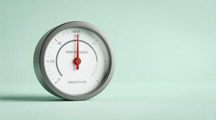 Naklejka premium Maximum performance growth gauge showing resilience and success potential with golden value metaphor for business excellence and high achievement goals