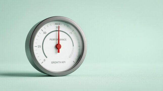 Maximum performance growth gauge showing resilience and success potential with golden value metaphor for business excellence and high achievement goals