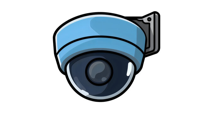 Blue security surveillance camera icon illustration