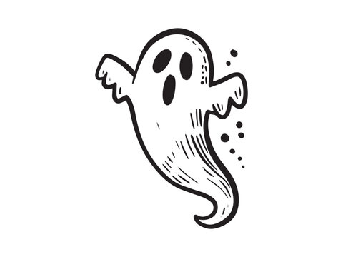 Scary floating ghost spirit, halloween spooky phantom character