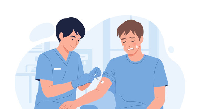 Nurse Administering Vaccine to Upset Patient