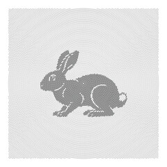 Wild rabbit hare silhouette over circular spiral halftone dot background © MS Meraj