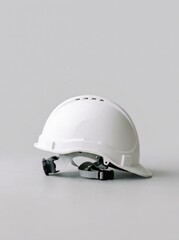 Fototapeta premium White Hard Hat Safety Helmet on Gray Background.