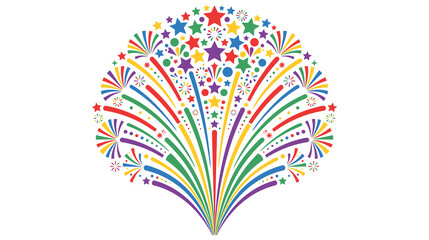 Colorful fireworks celebration, explosion with stars and sparkles, vector illustration. © KALPANA AKTER