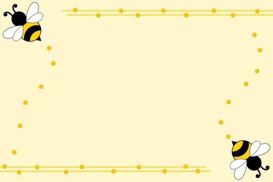 Bee Honey Border Background. Cute Bee Frame Template. Honey Bee Decorative Border