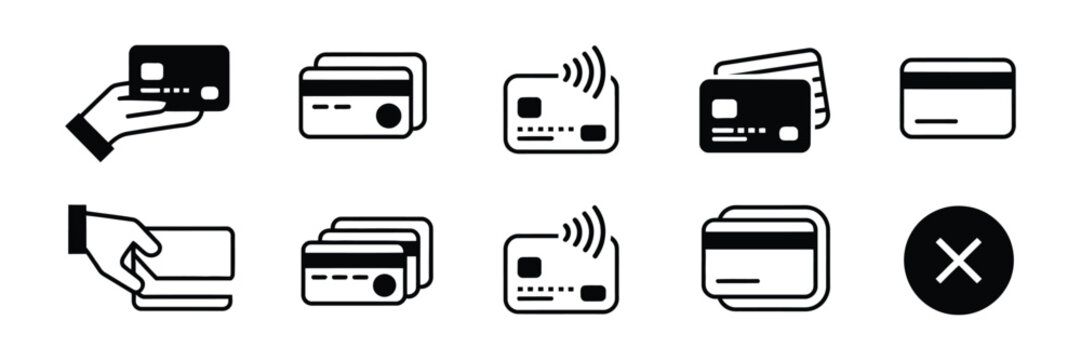 Credit Card Icon, Thin Line and Flat Style Vector Illustration for Payment, Banking, Finance, Checkout, and Digital Transactions