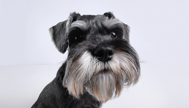 The Miniature Schnauzer Isolated With White Background