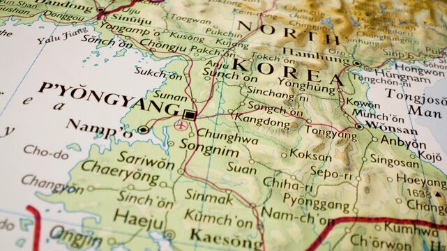 Korean Peninsula - map showing South Korea and North Korea border