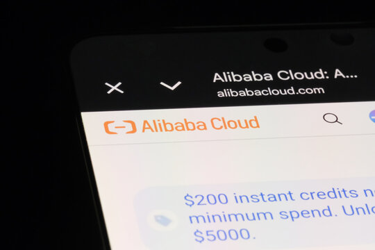 Shanghai, China- July 19th 2026: Alibaba Cloud company brand logo on website
