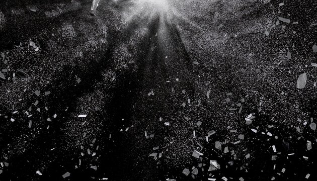 Black Stardust Debris Particles And Spatter Fragments Texture Overlay On Transparent Background