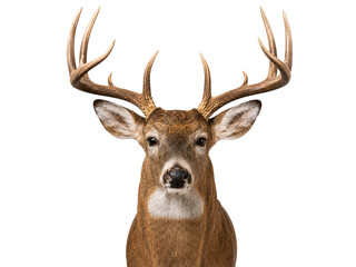 Buck deer head with large antlers stag male isolated on a transparent background © PNG Studio 99