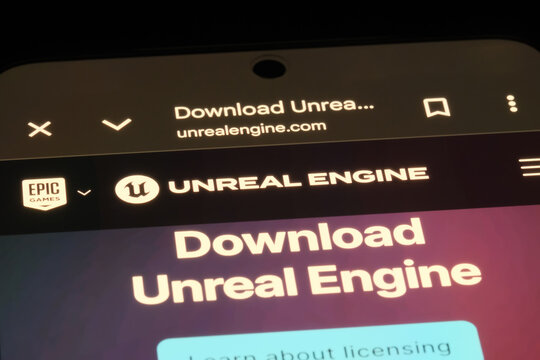 Shanghai, China- July 19th 2026: Unreal Engine game engine brand logo on Epic Games website