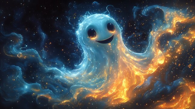 Whimsical cosmic entity with glowing energy
