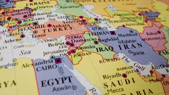 Gliding over the political map from Egypt to Kazakhstan across Asia and the Middle East