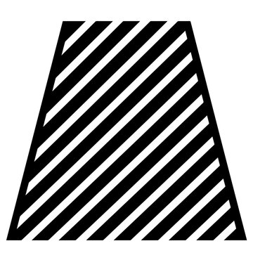 Trapezoid shape with diagonal black and white striped pattern, trapezoid