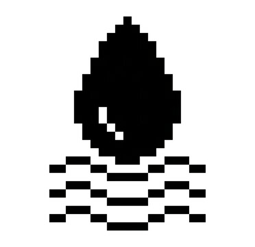 Solid Humidity Pixel Art Icon, Water Drop with Moisture Indicator Symbol
