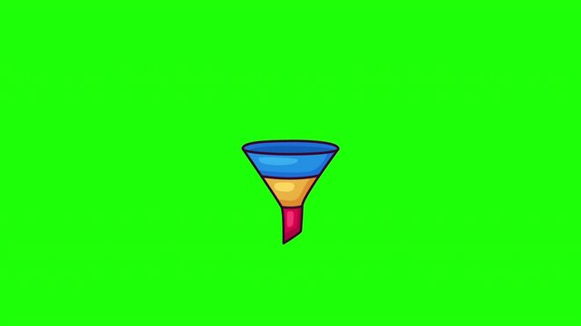 Animated sales funnel doodle icon, hand-drawn flat vector line art with wiggle effect, looping motion graphic for marketing and lead generation design