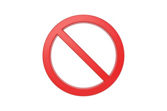 Red prohibition sign isolated on white. 3D rendered forbidden symbol for safety warnings.
