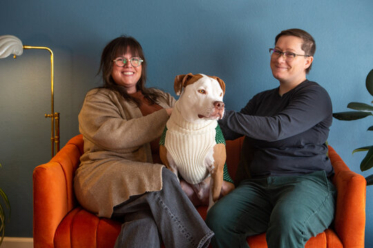 LGBTQIA Couple with Cute Pit Bull