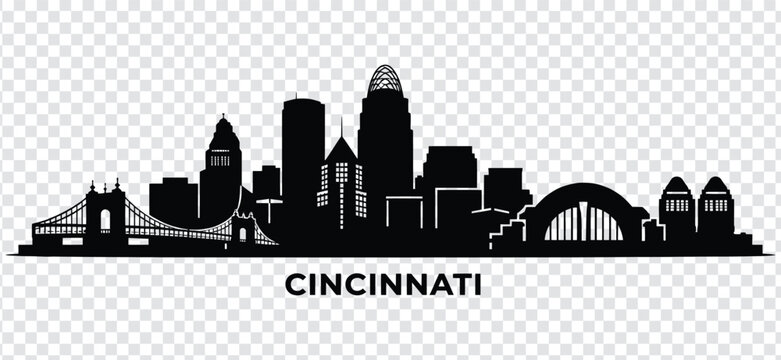 Cincinnati ohio city skyline silhouette vector illustration