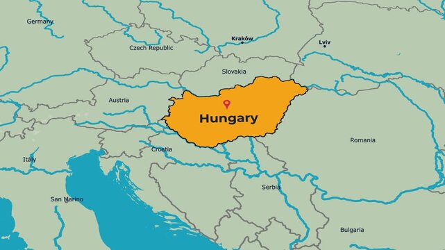 Hungary Map Animation Locator Zoom 4K Motion Graphic
