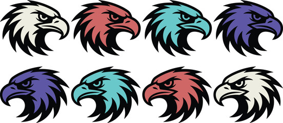 Eagle Mascot Head Vector Bundle For Esport Logos Team Badges And Gaming Icons © PJ DeSign