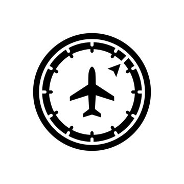 Airplane flight path tracker icon in a circular display with airplane, aircraft