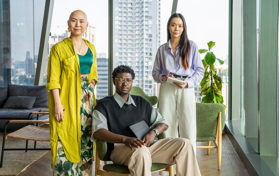 Group Shot Portrait of Colleagues in an Office Building During the Day
